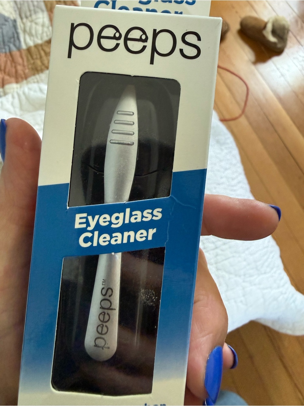 peeps Blue and Silver Eyeglass Cleaner